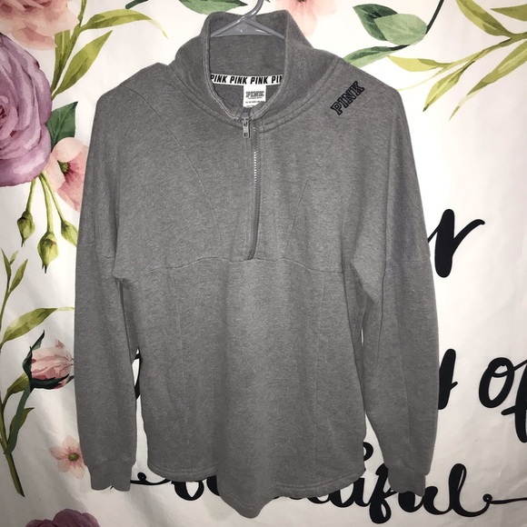 PINK Victoria's Secret Tops - VS PINK size xs gray quarter zip sweatshirt